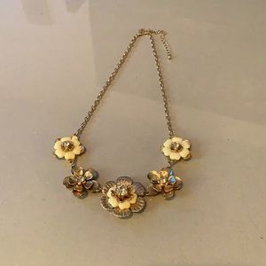 Rose gold with white flowers statement necklace